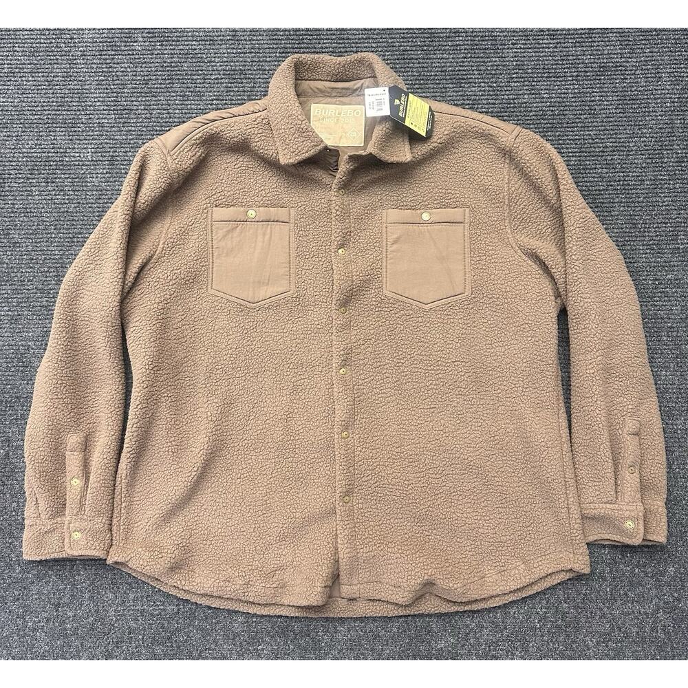NEW Burlebo Montana Jacket Mens 2XL Brown Sherpa Fleece Snap Buttons - Picture 1 of 13